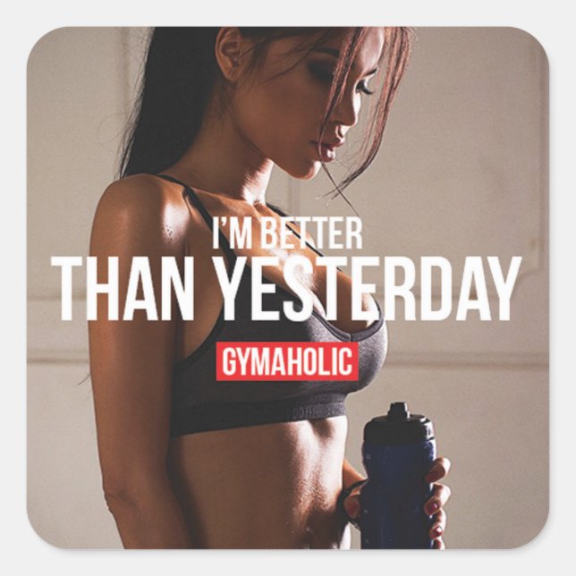 Sticker Carré Fitness Motivationnelle (Devant)