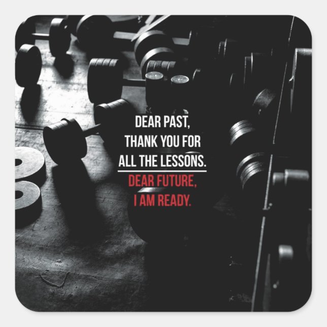 Sticker Carré Fitness Motivationnelle (Devant)