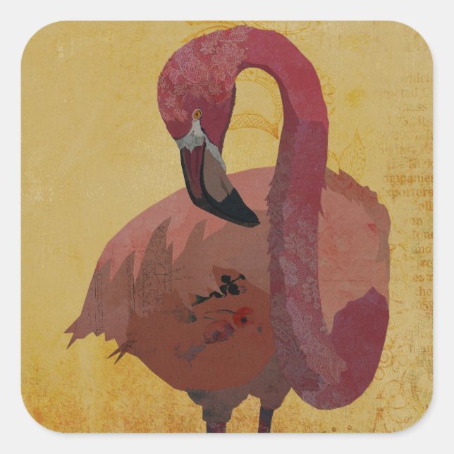 STICKER CARRÉ FLAMANT ROSE  (Devant)