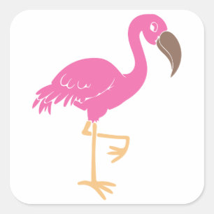 Sticker Carré Flamant rose