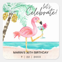 Flamant rose Beach Cocktail Palm Anniversaire trop
