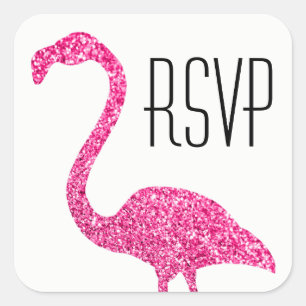 Sticker Carré Flamant rose de Parties scintillant rose chaud RSV