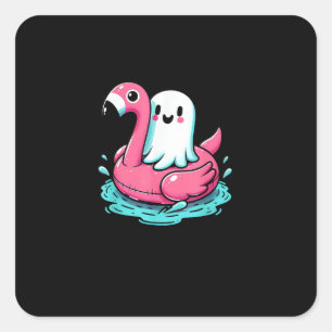 Sticker Carré Flamant rose éffrayant Funny Éffrayant Été Été Eté