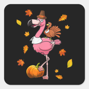 Sticker Carré Flamant rose   Halloween Flamant rose Thanksgiving