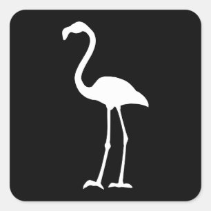 Sticker Carré Flamant rose noir et blanc