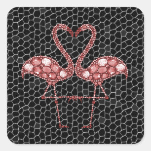 Sticker Carré Flamant rose rose