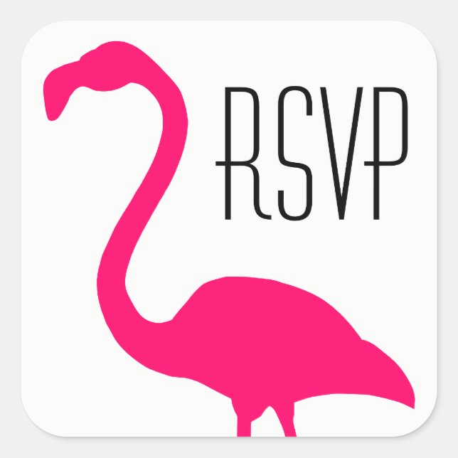 Sticker Carré Flamant rose rose vif RSVP (Devant)