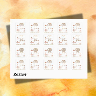 Sticker Carré Flamant rose Whimsical Boho Monogrammé  