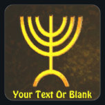 Sticker Carré Flamme de Menorah<br><div class="desc">Un rendu numérique de la menorah juive à sept branches (hébreu : מְ וֹ נ רָ ‎). La menorah à sept branches, utilisée dans le sanctuaire portatif mis en place par Moïse dans le désert et plus tard dans le Temple de Jérusalem, est un symbole du judaïsme depuis des temps...</div>