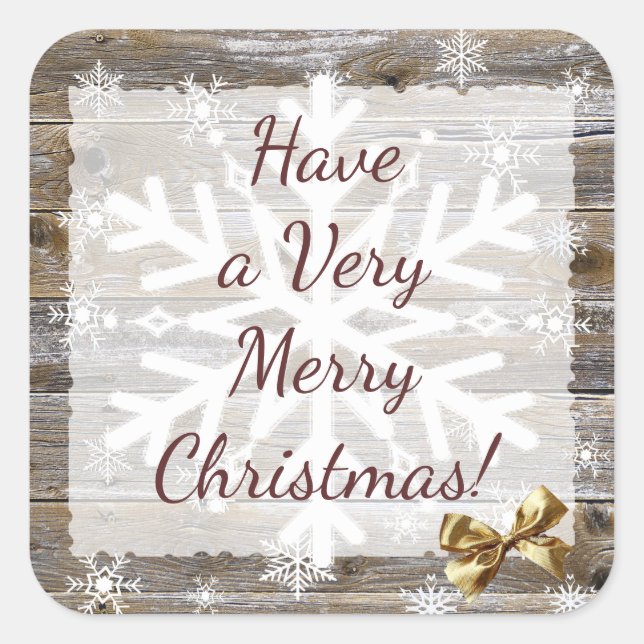 Sticker Carré Flammes de neige en bois et en or (Devant)