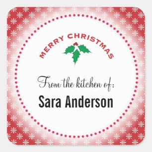 Sticker Carré Flammes de neige en rouge, pâtisserie de Noël