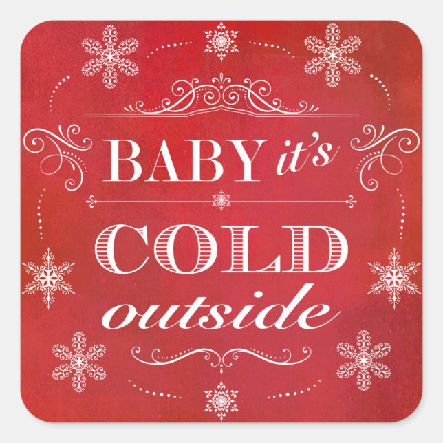 Sticker Carré Flammes de neige rouges et blanches de Noël ou d'a (Devant)