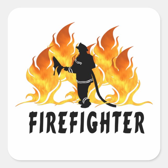 Sticker Carré Flammes des pompiers (Devant)