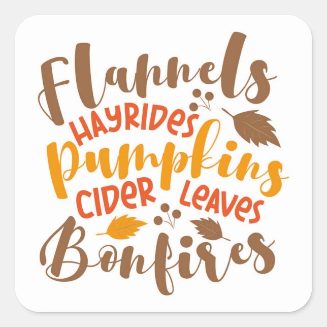 Sticker Carré Flannels Hay Rides Citrouille cidre Feuilles Bonfi (Devant)