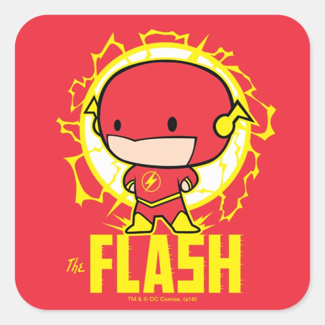 Sticker Carré Flash Chibi Avec Électricité (Devant)