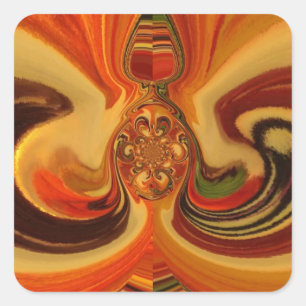 Sticker Carré Flèches Abstraites avec Teardrop Center Art Print