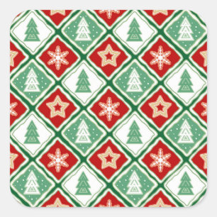 Sticker Carré Flèches de Noël et arbres de Noël