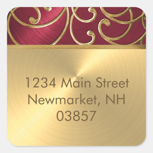 Sticker Carré Flèches quinceanera rouge et or en fibre (Devant)