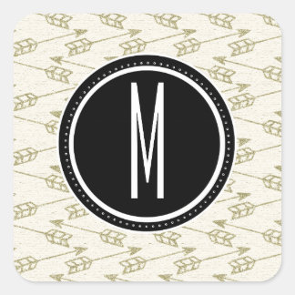 Sticker Carré Flèches tribales | Monogramme noir