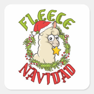Sticker Carré Fleece Navidad Drôle d'Alpaga de Noël