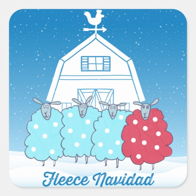 Sticker Carré Fleece Navidad Mouton de Noël Bébé Mignon (Devant)