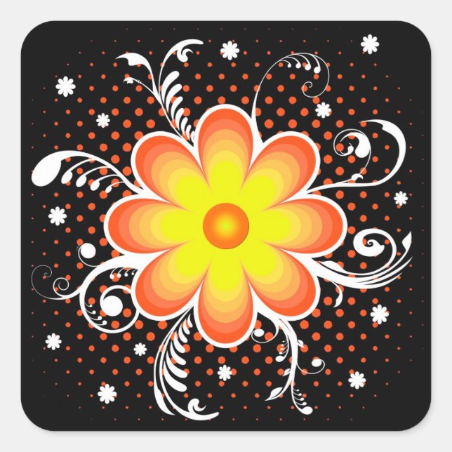 Sticker Carré Fleur (Devant)