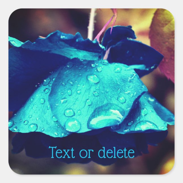 Sticker Carré Fleur Abstraite Rose bleu personnalisée (Devant)