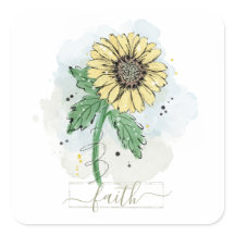 Fleur aquarelle jaune Foi