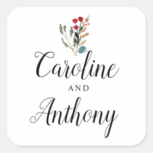 Sticker Carré Fleur aquarelle vintage (Devant)