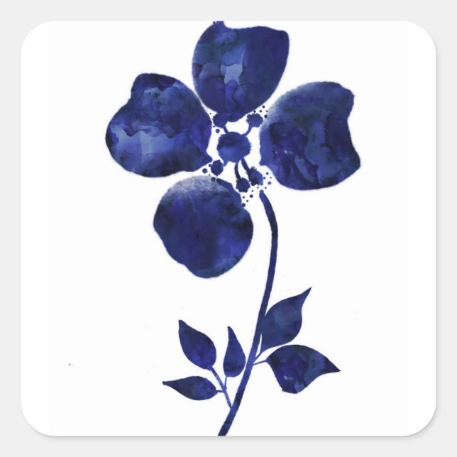 Sticker Carré Fleur bleue (Devant)