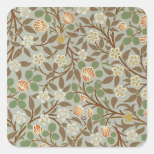 Sticker Carré Fleur botanique de trèfle William Morris
