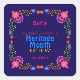 Sticker Carré Fleur colorée de naissance pour le patrimoine hisp