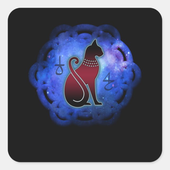 Sticker Carré Fleur Cosmique De La Vie Chat Égyptien Magie (Devant)