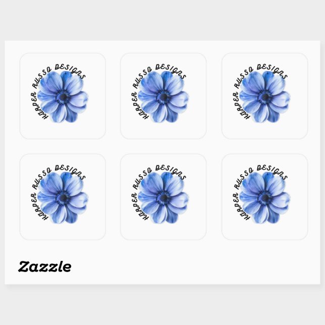Sticker Carré Fleur d'Art Sérénité Bleue (Feuille)