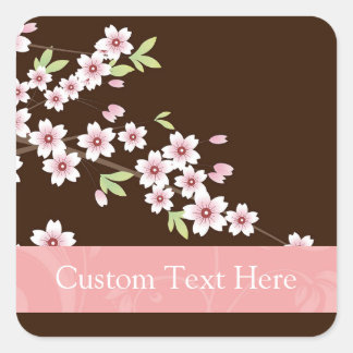 Sticker Carré Fleur de bois de chien rose/Brown personnalisée