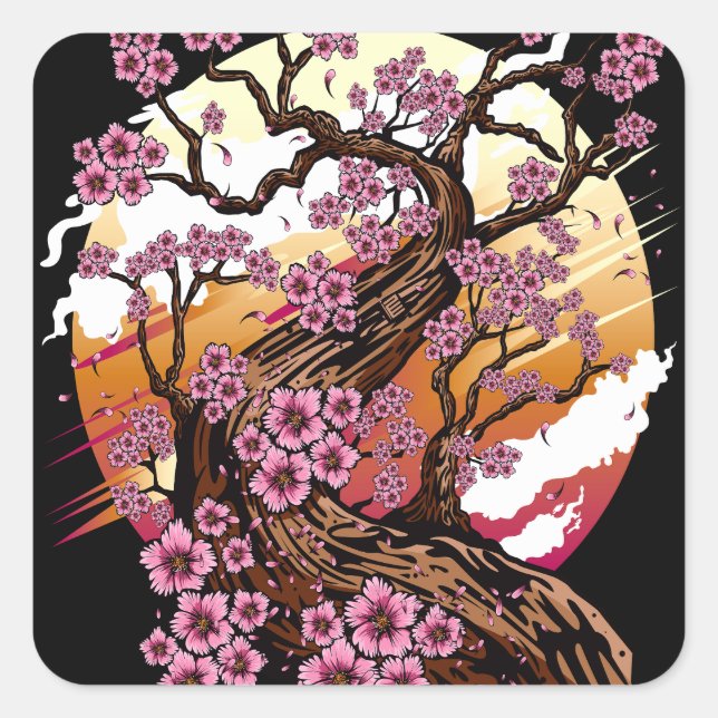 Sticker Carré Fleur de cerisier sauvage (Devant)