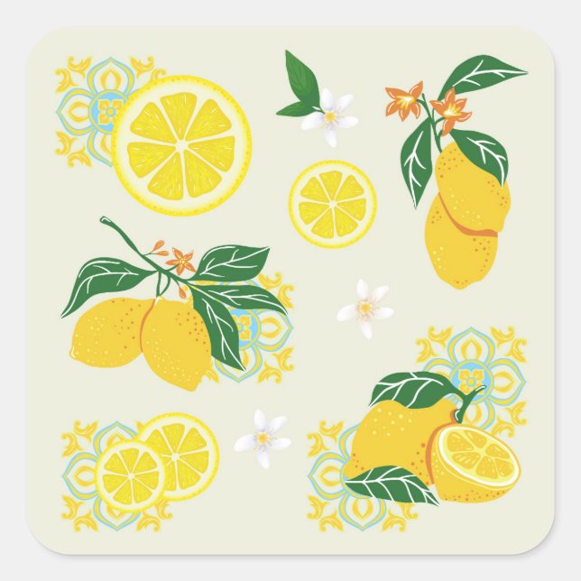 Sticker Carré Fleur de Citron (Devant)