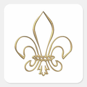 Sticker Carré Fleur de lis "3-D" d'or