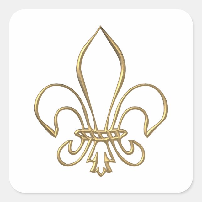 Sticker Carré Fleur de lis "3-D" d'or (Devant)