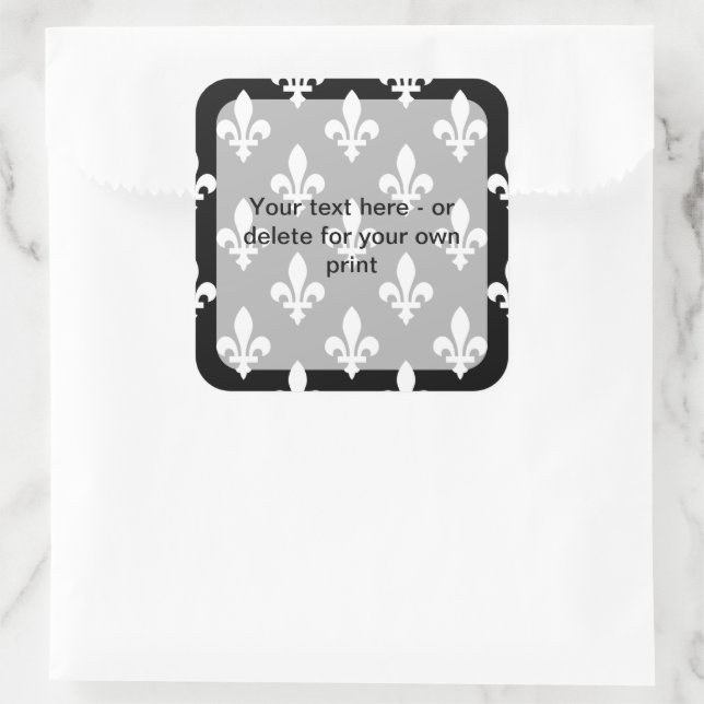 Sticker Carré Fleur de Lis Motif, française, royale, blanche (Sac)