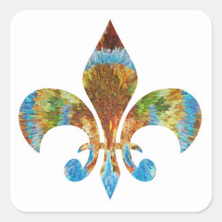 Sticker Carré Fleur de Lis : Or n argent gravé