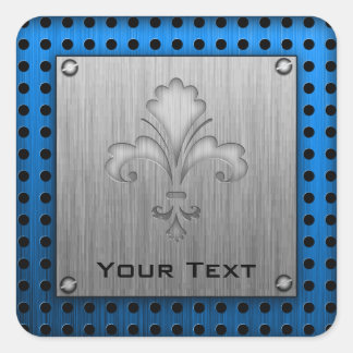 Sticker Carré Fleur de lis; Revêtement métallique brossé