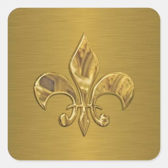 Sticker Carré Fleur de Lis sur Arrière - plan or (Devant)
