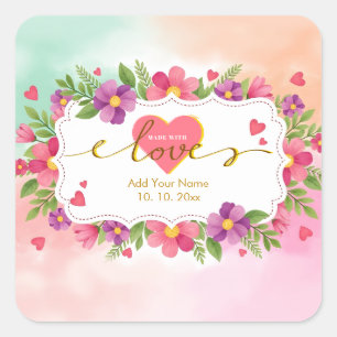 Sticker Carré Fleur de lys grâce florale aquarelle "Cree avec am