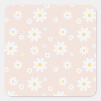 Sticker Carré Fleur de marguerite blanche classique