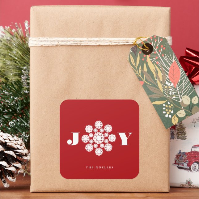 Sticker Carré Fleur de neige blanche Dots Joie Noël (vacances)