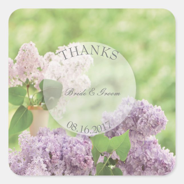 Sticker Carré Fleur de printemps romantique Flore Lilac Mariage  (Devant)