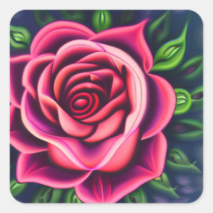 Sticker Carré Fleur de rose rose romantique Abstraite