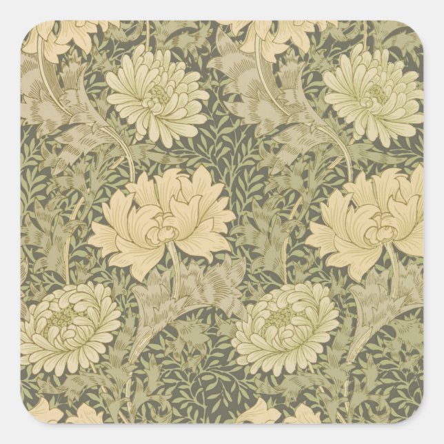 Sticker Carré Fleur de Sauge Chrysanthème de William Morris (Devant)