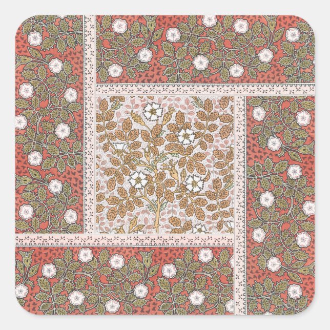 Sticker Carré Fleur d'illustration Rose sauvage Vintage (Devant)